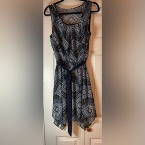 AB Studio Navy‎ Blue White Sleeveless Dress Size Large